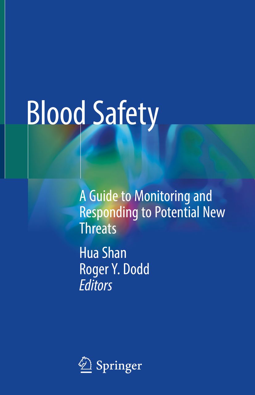 Buchcover: "Blood Safety". Titel, Autoren und Verlag Springer. Blauer Hintergrund mit abstraktem Muster.