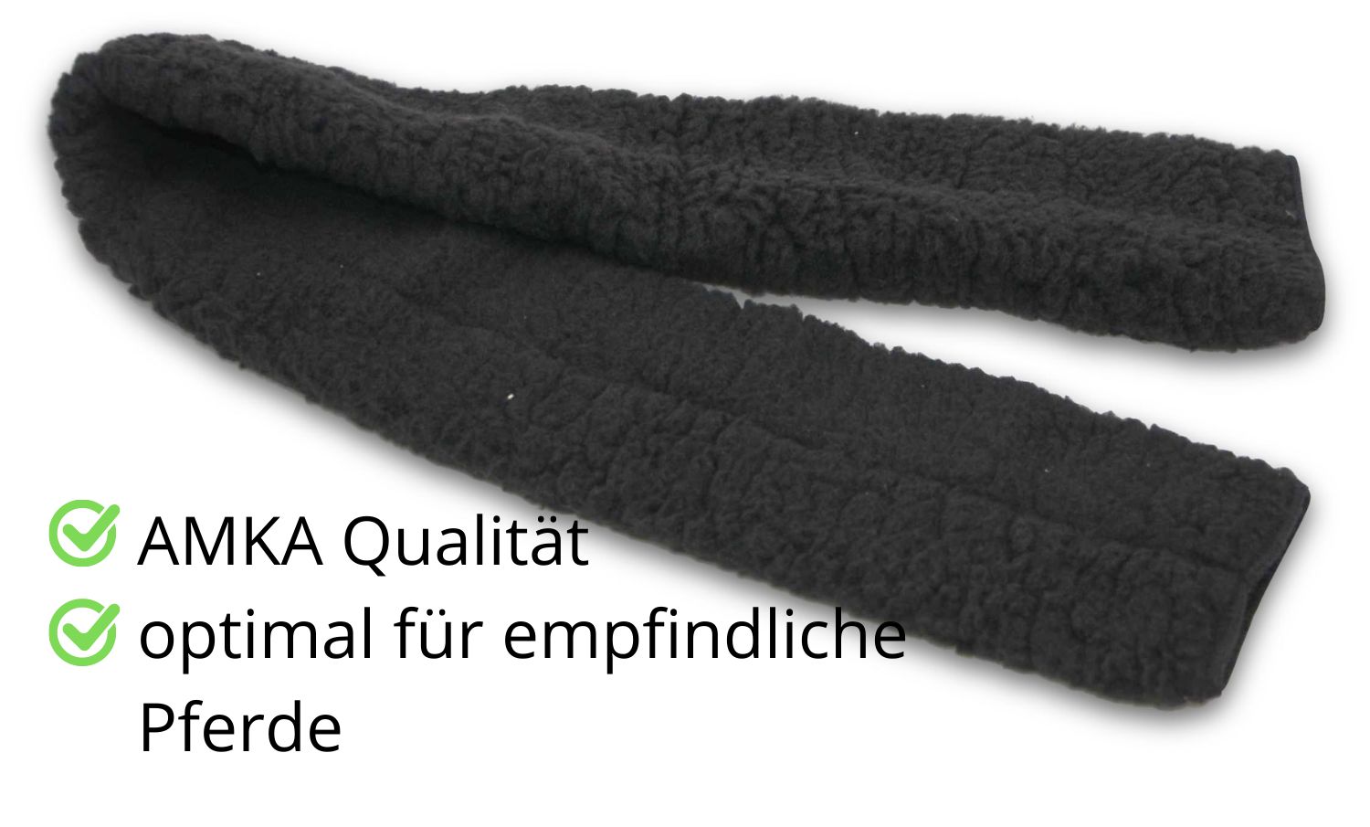 Schwarzer Sattelgurtschoner. AMKA Qualität. Optimal für empfindliche Pferde.