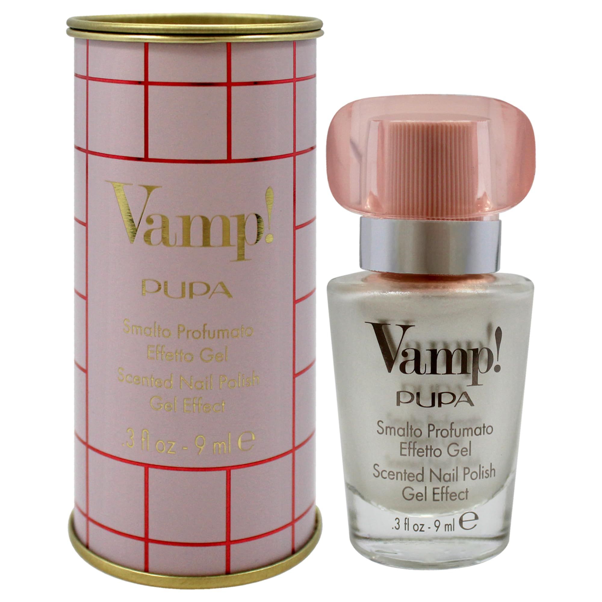 Pupa Vamp! Nagellack in Dose, glänzend rot kariert.