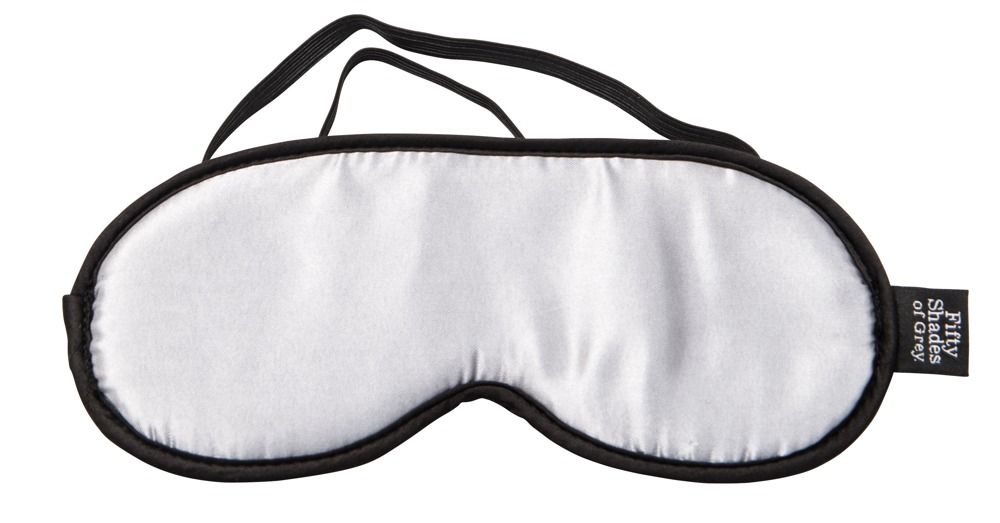 Augenmaske aus Satin, Innenseite weiß, mit Gummiband. Fifty Shades of Grey-Label.