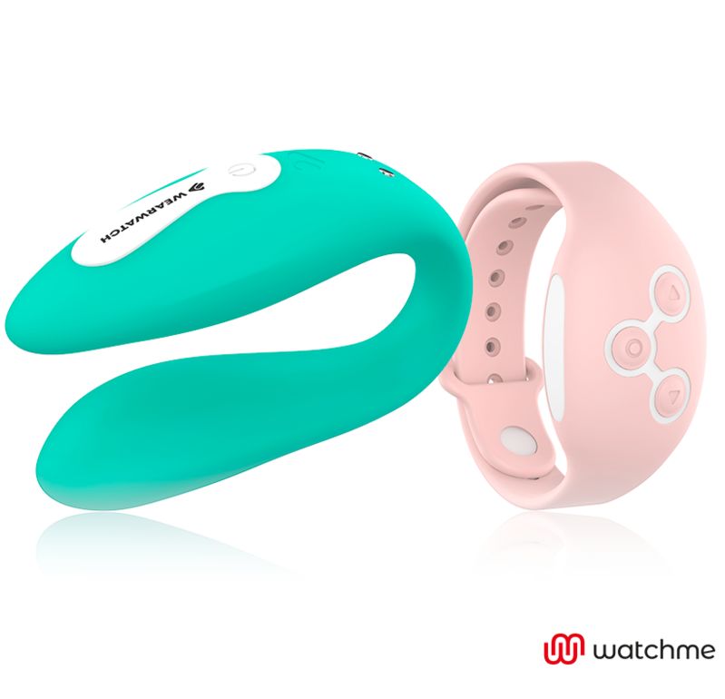 Wearwatch Dual-Technologie Watchme Vibrator und pinkes Armband mit Bedienelementen.