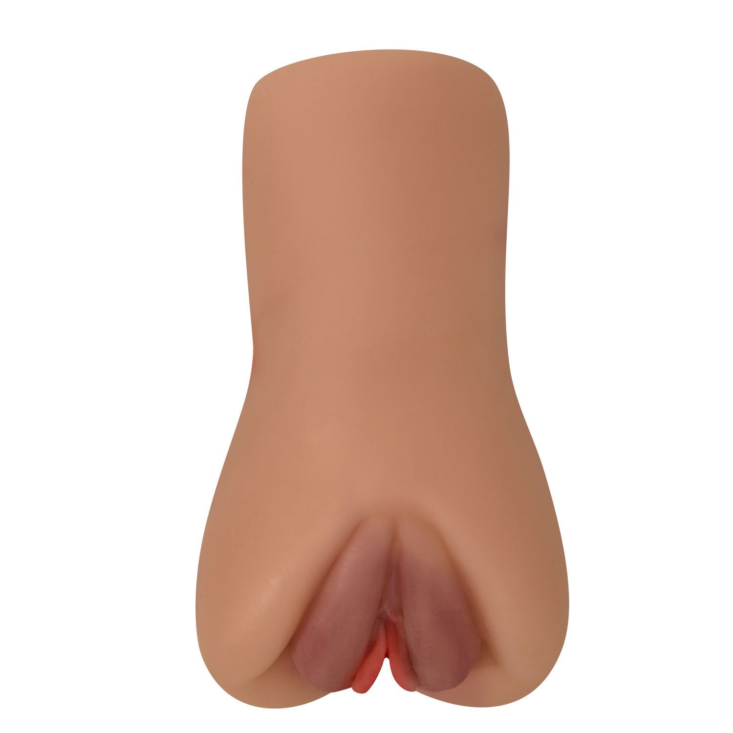 Fleischfarbenes Masturbationsgerät mit rosafarbenen Details. Geformt wie eine Vagina. Aus weichem Material.