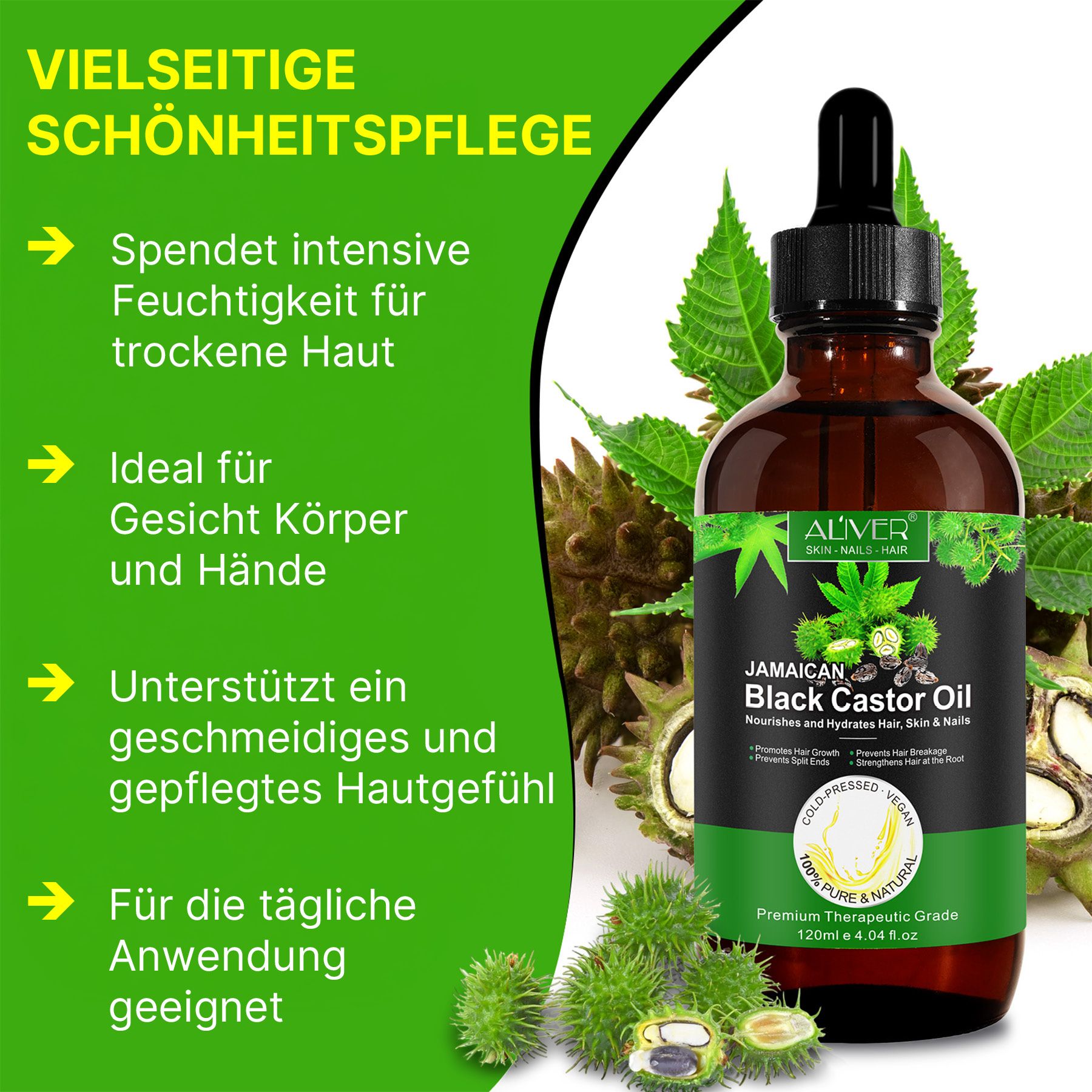 ALIVER Haaröl Rizinusöl Castor Oil für Hautpflege