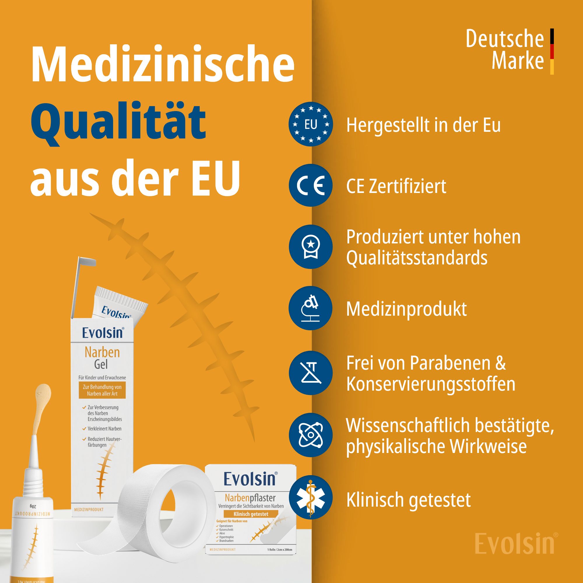 Evolsin® Narben Intensiv-Kur: Narbengel + Narbenpflaster - Reduziert die Sichtbarkeit von Narben