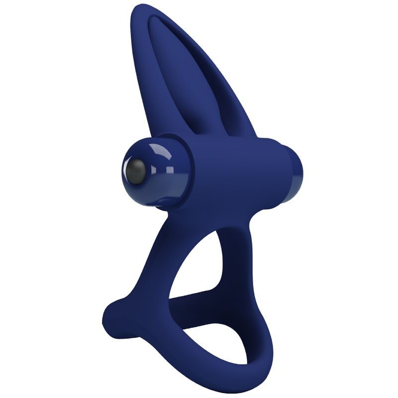 Blauer Doppelring mit Vibrationsfunktion. Ringförmige Basis, erhabene Elemente und Vibrationskopf.