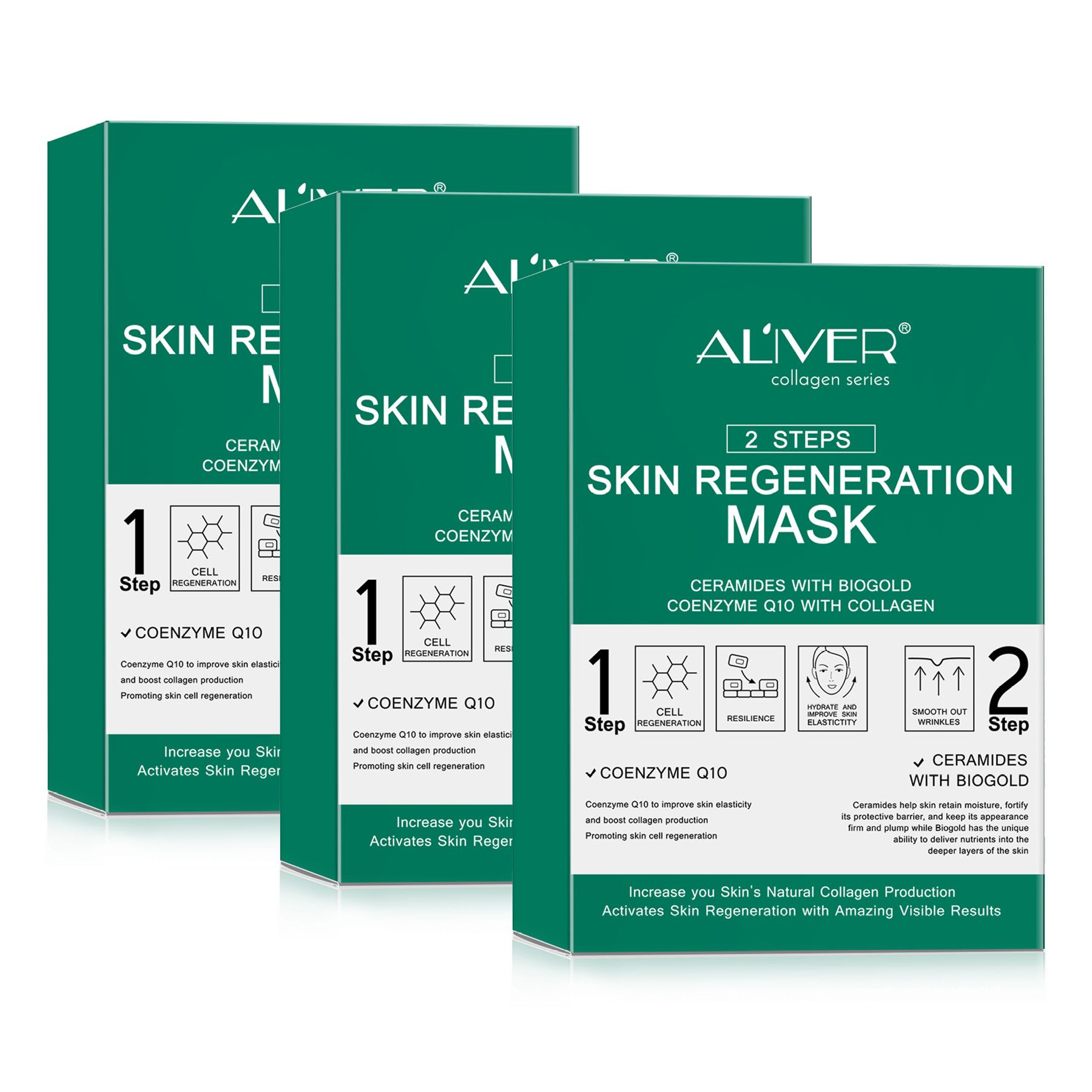 ALIVER Gesichtsmaske 2-Step-System Anti-Aging Pflege mit Kollagen Coenzym Q10