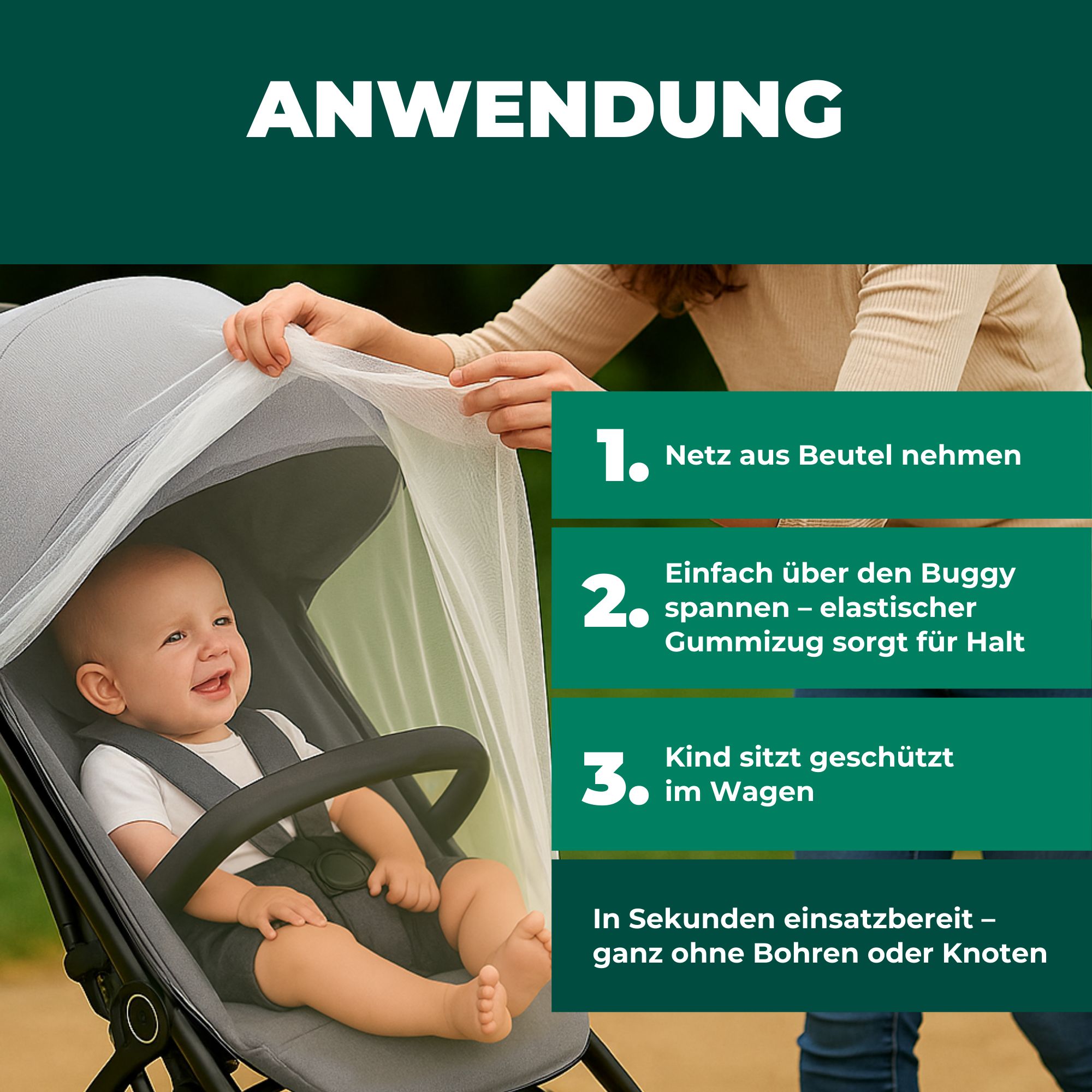 SILBERKRAFT Kinderwagen & Buggy Mückennetz