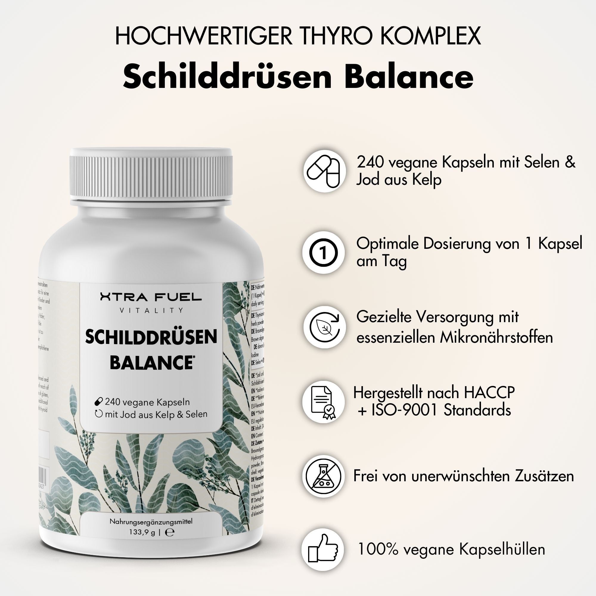 XTRA FUEL Schilddrüsen Komplex Kapseln mit Kelp, Jod und Selen