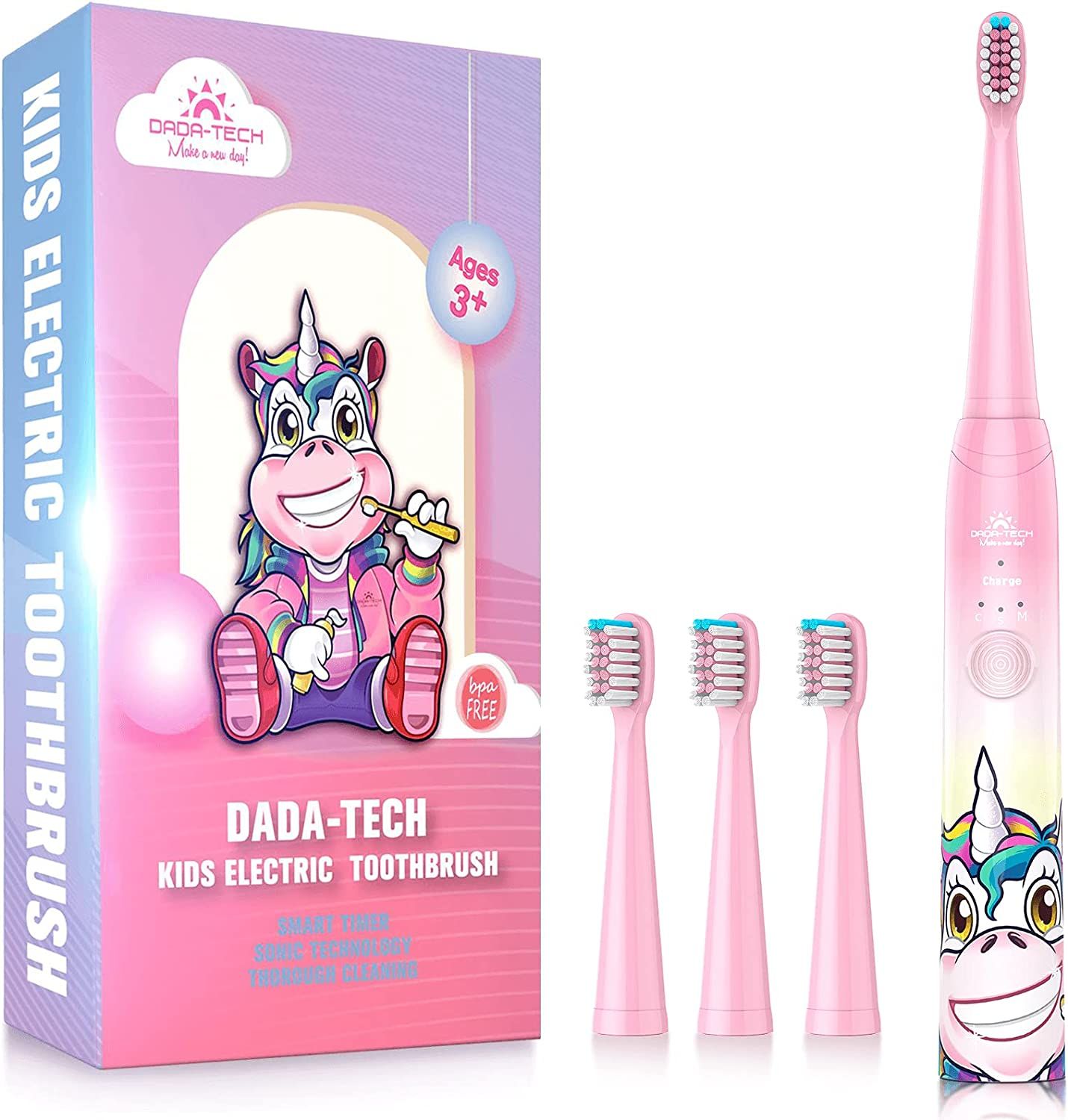 Dada-Tech Elektrische Zahnbürste Kinder Wiederaufladbare, Ultraschall kinderzahnbürste mit Timer