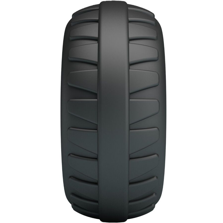 Schwarzer Penisring aus Silikon. Draufsicht auf die geriffelte Oberfläche.