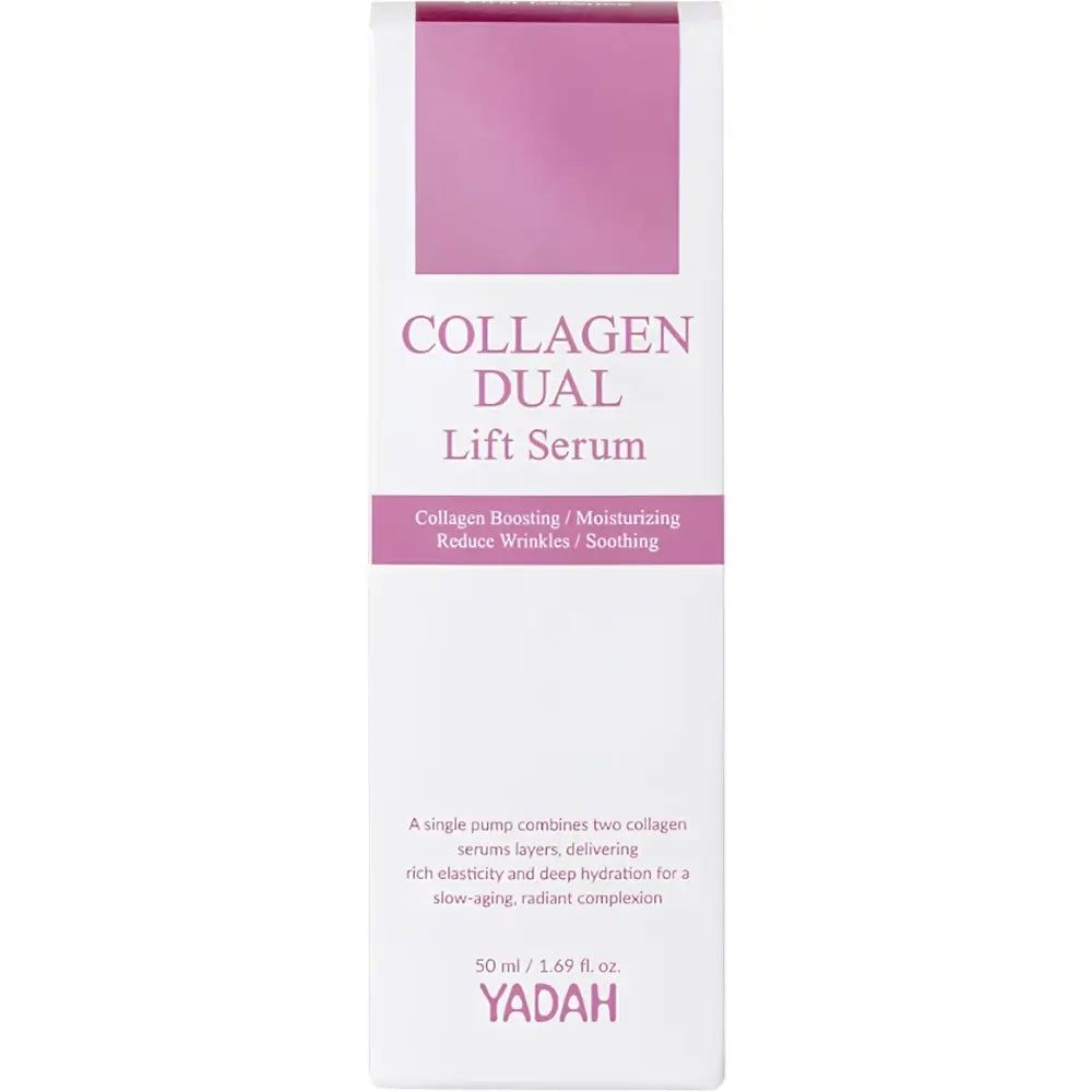 Verpackung des YADAH Collagen Dual Lift Serum mit Produktinformationen.