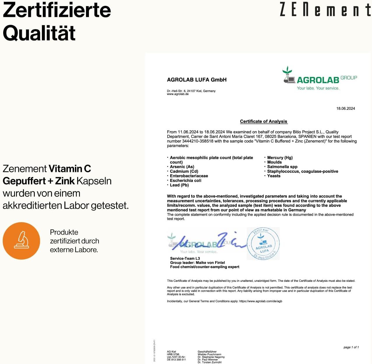 Zenement Vitamin C gepuffert + Zink