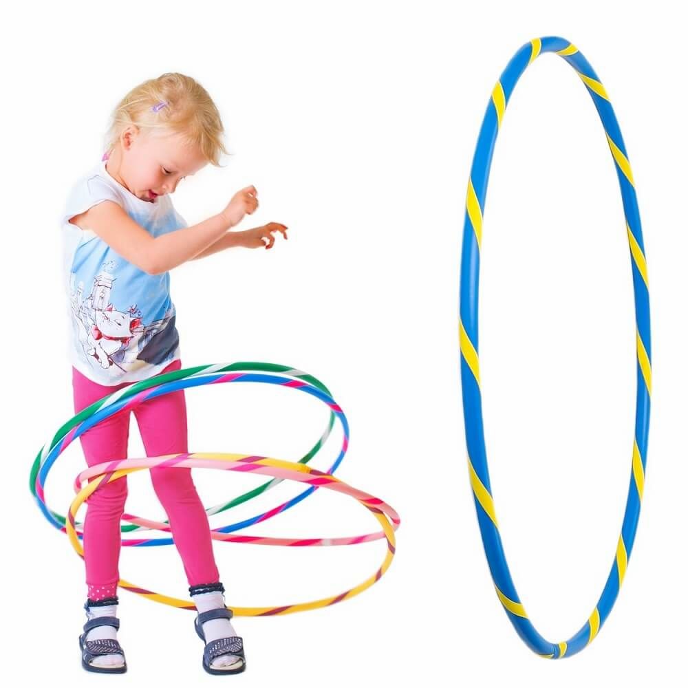 Hoopomania Kinder-Hula-Hoop mit Grip-Tape | Ø 80 cm | Blau-Gelb