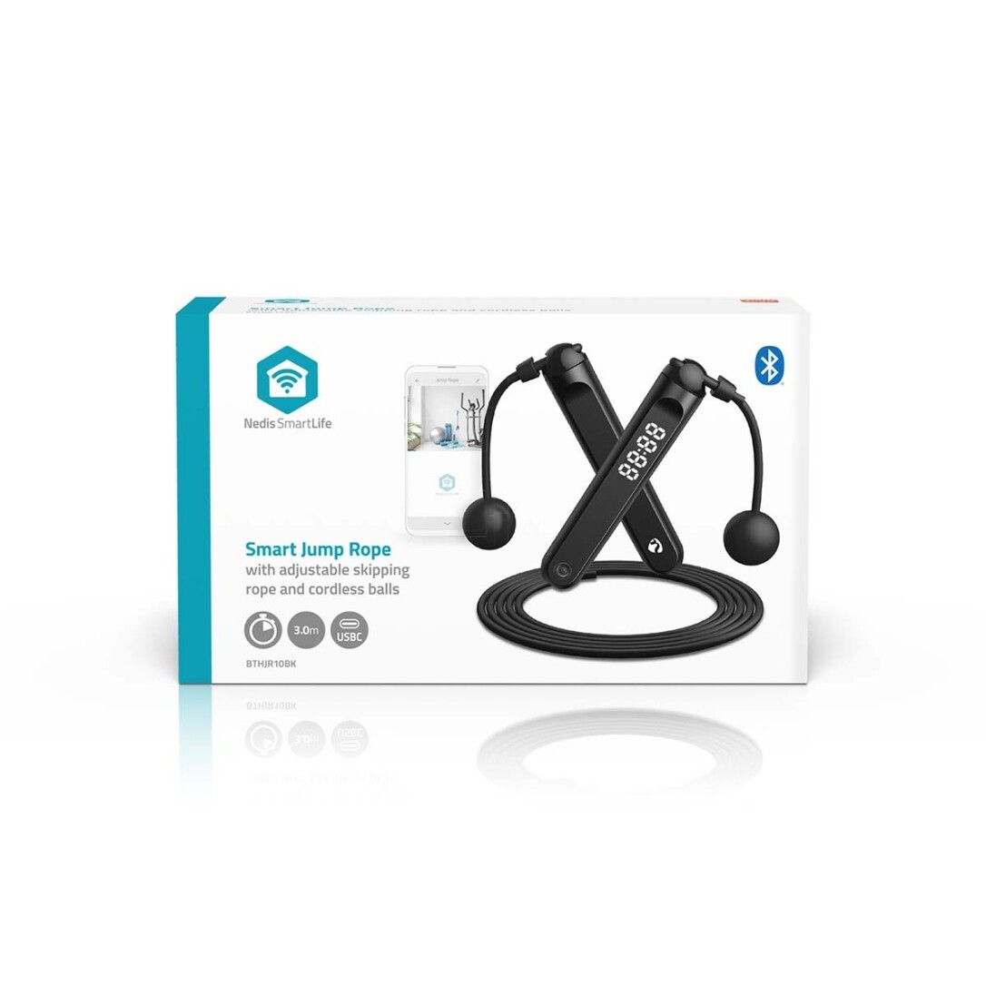 Nedis SmartLife Springseil / Bluetooth® / Dual Hall sensor / LED-Anzeige / PVC / 3.00 m / Akku-Bäl