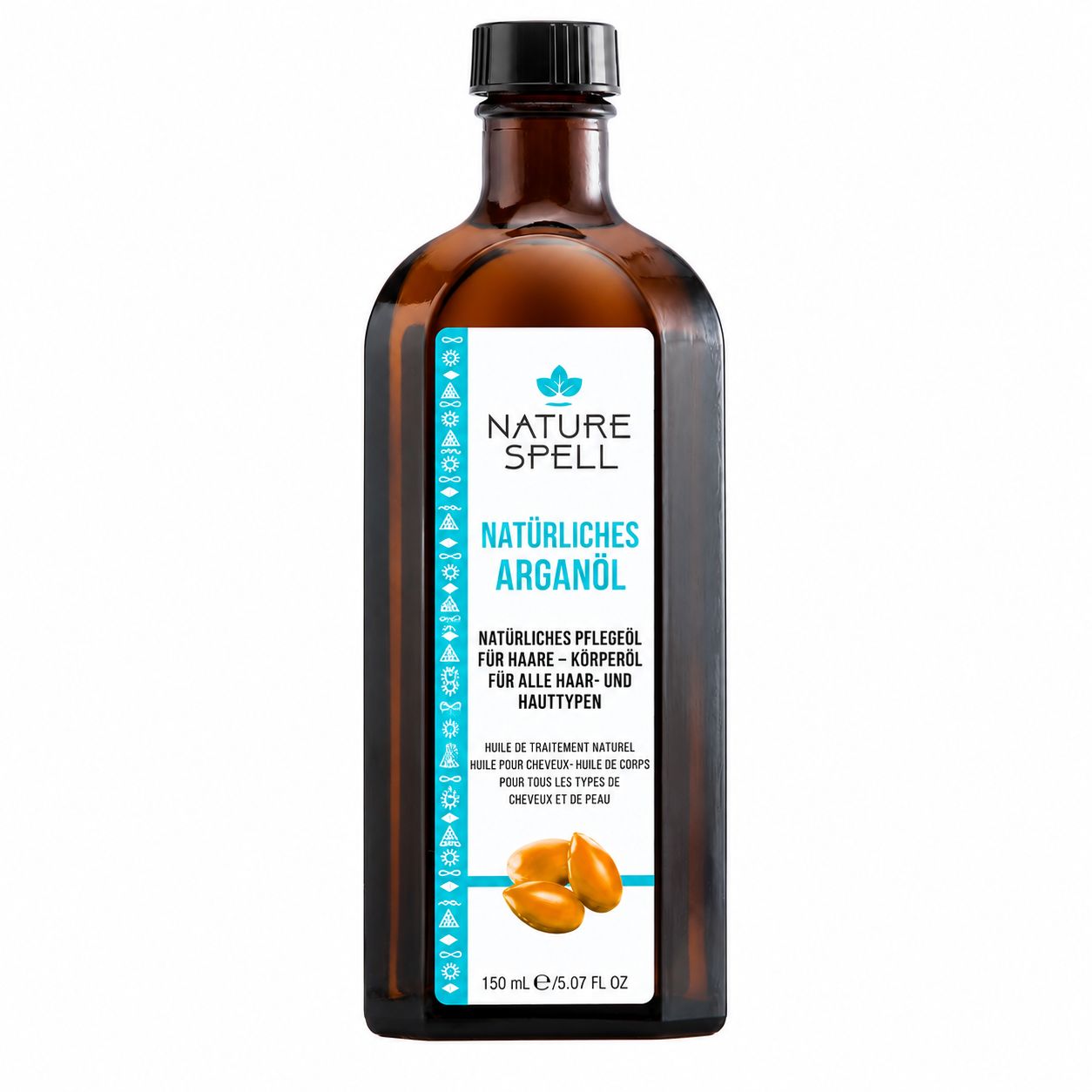 Flasche und Box mit Arganöl von Nature Spell. 150ml.