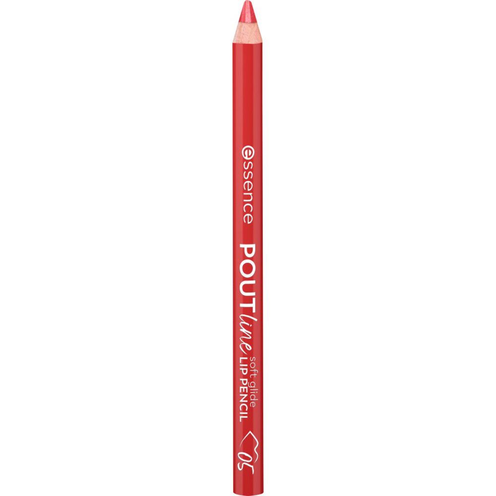 Roter Lipliner. Aufschrift: Essence Poutline Soft Glide Lip Pencil. Farbnummer 05.