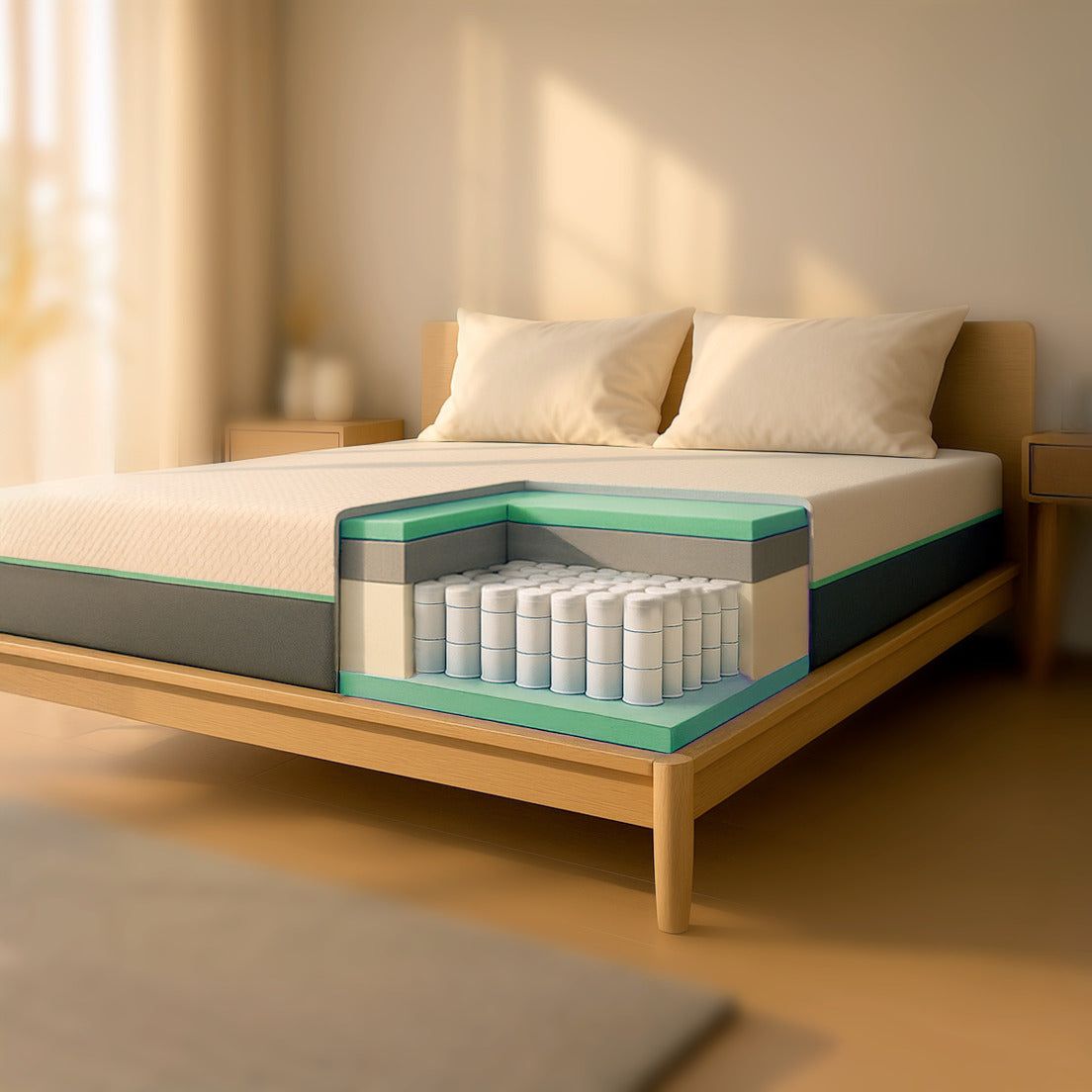 The White Stone Matratze 90x190 Taschenfedern und Memory Foam Hoch 25 cm