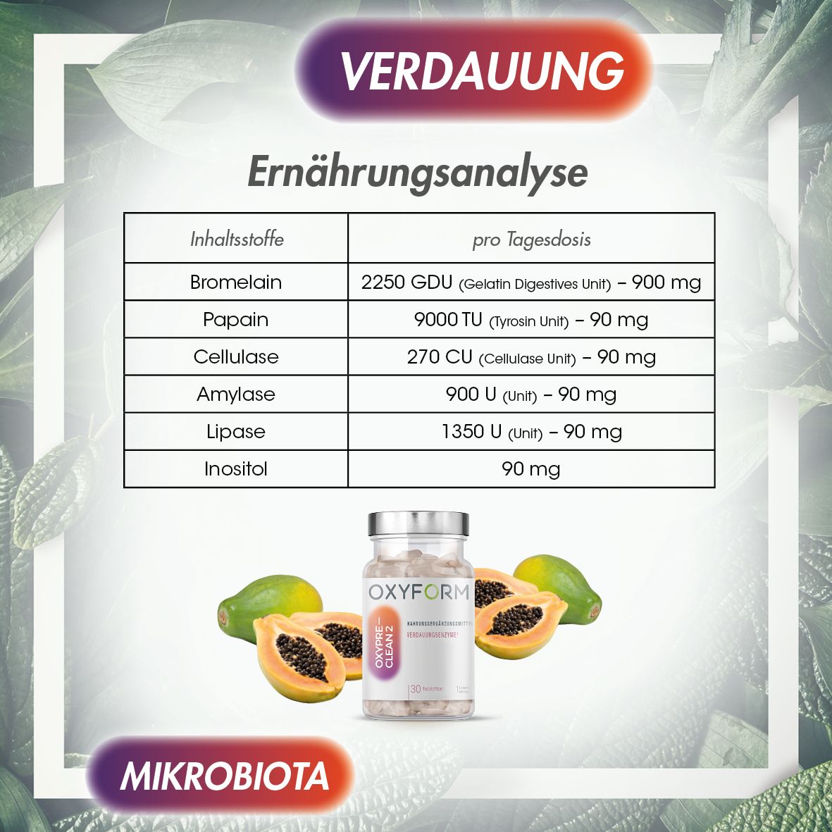 Oxyform Natürliche Verdauungsenzyme Tabletten