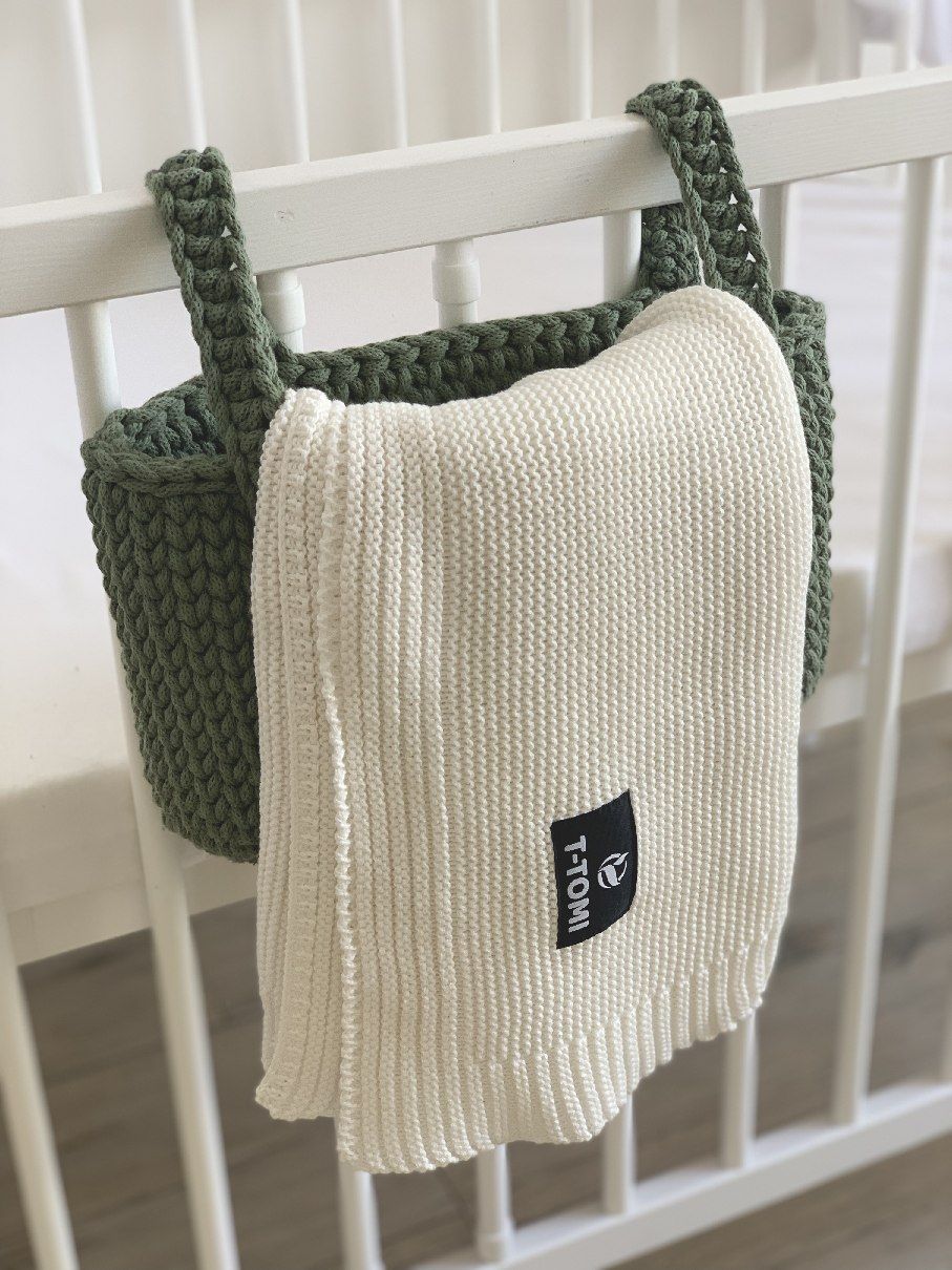 T-TOMI Gestrickte Decke White waves