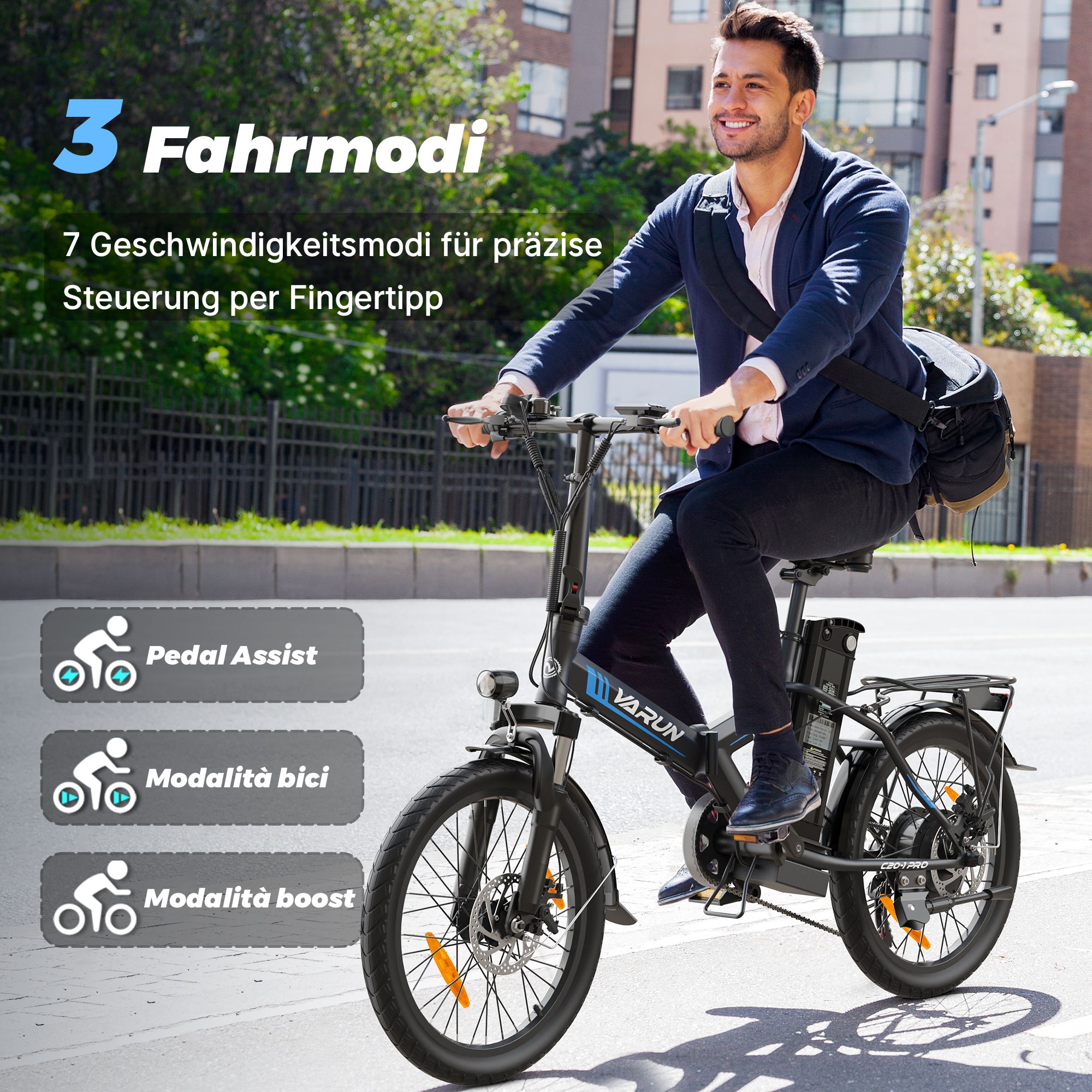 VARUN C20-1 PRO Faltbares E-Bike, 48 V, 13 Ah