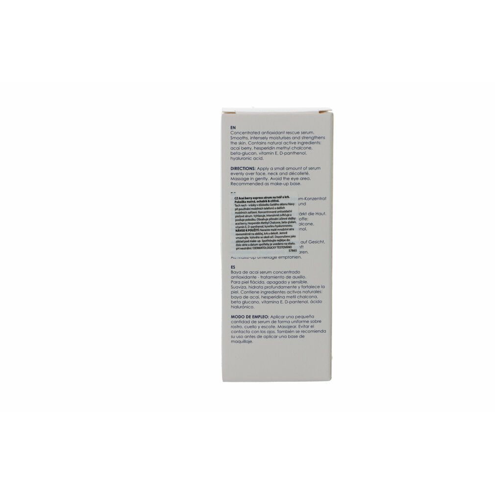 Kartonverpackung. Aufschrift: Informationen zum Produkt, Inhaltsstoffe, Anwendungshinweise. Enthält 1,7 fl oz (50 ml).