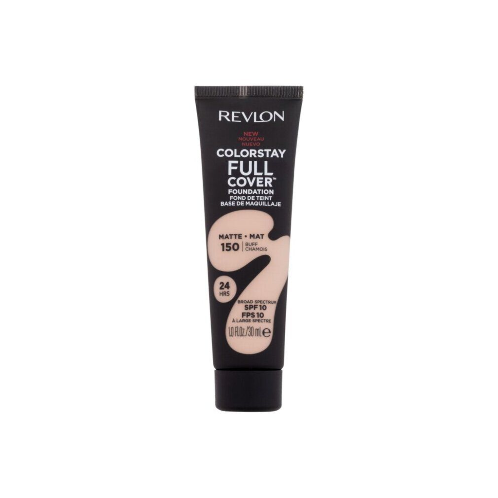 Schwarze Tube mit Produktnamen und Farbton 150-Buff. Enthält Text wie 'Colorstay Full Cover' und 'Matte'.