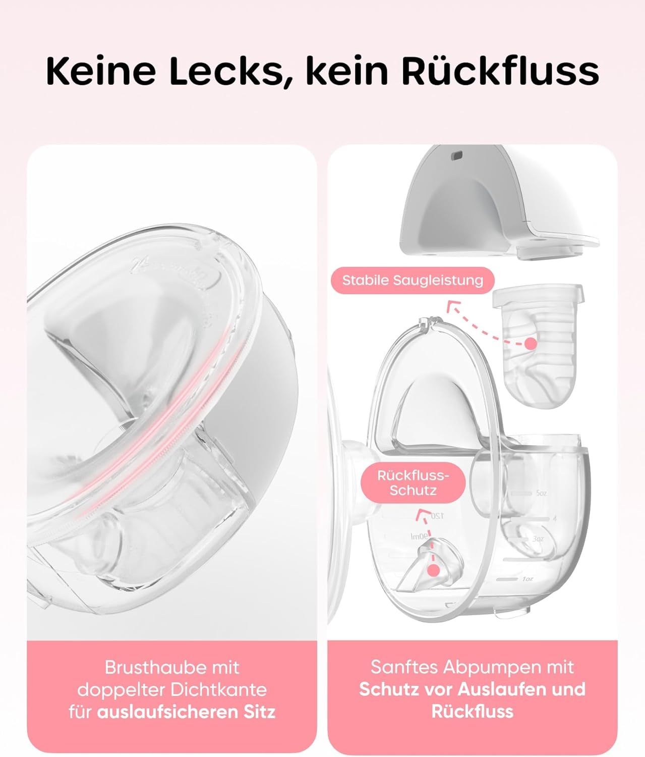 Nuliie Milchpumpe Elektrisch tragbar Rosa