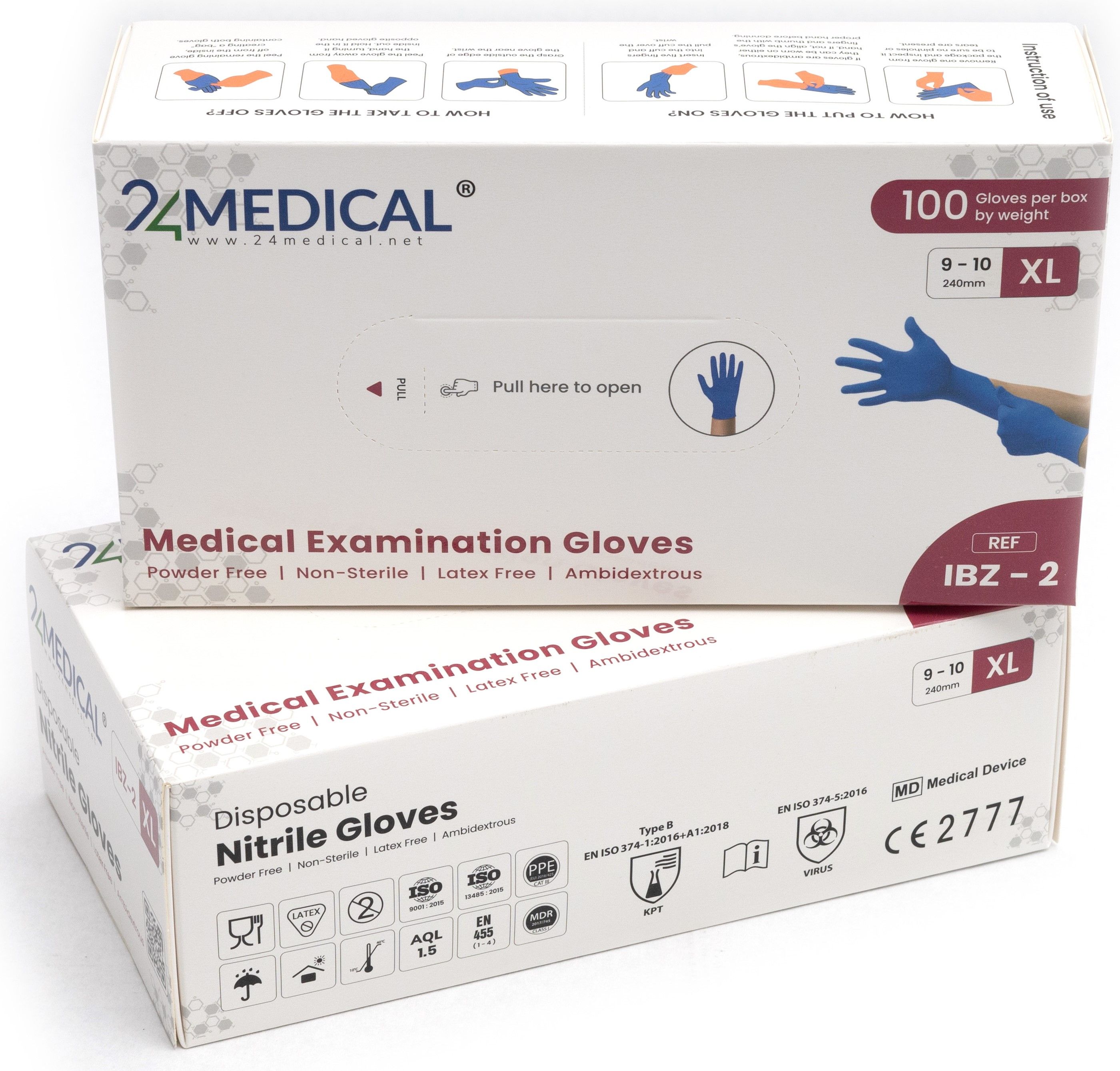 24medical IBZ-2 Nitril Handschuhe, puderfrei - Größe XL