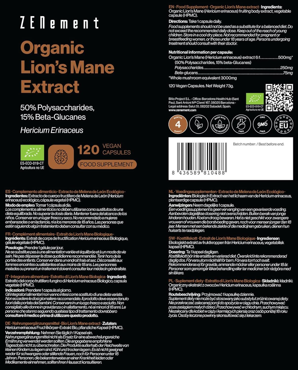 Zenement Löwenmähne Extrakt Bio