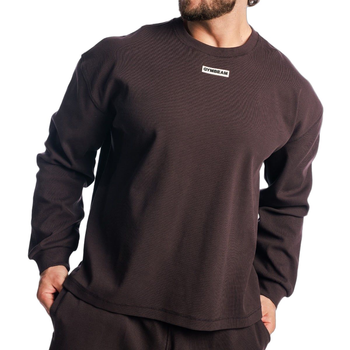 Herren Oversized Sweatshirt in Tee Brown, Ansicht von vorne links.