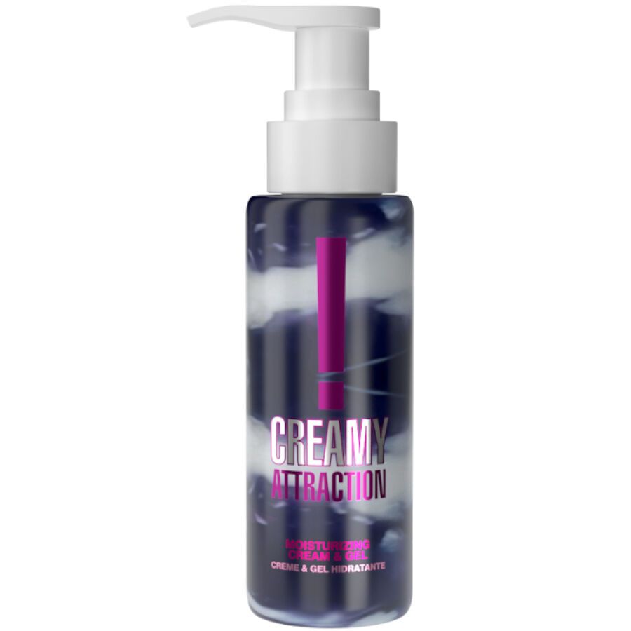 Flasche "INTT Creamy Attraction" Creme und Gel, Brombeergeschmack. Weißer Spender. Produktname und Logo deutlich sichtbar.