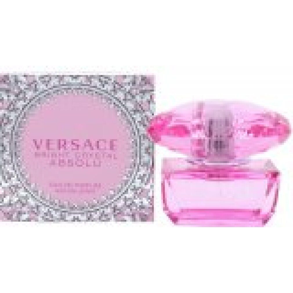 Rosa Flakon und Verpackung. Aufschrift: VERSACE BRIGHT CRYSTAL ABSOLU.