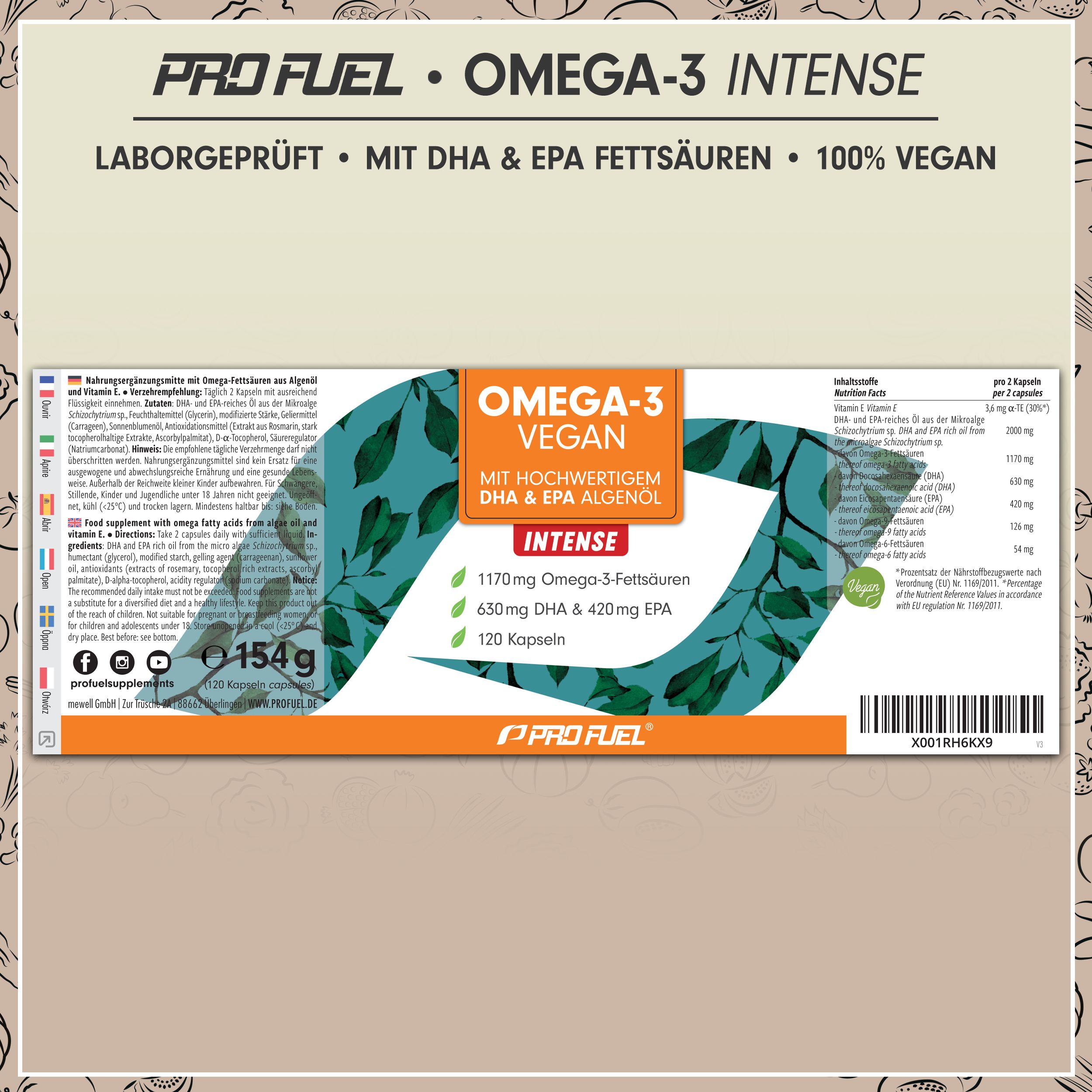 ProFuel - Omega-3 Vegan FORTE DHA + EPA - optimal hochdosiert & vegan