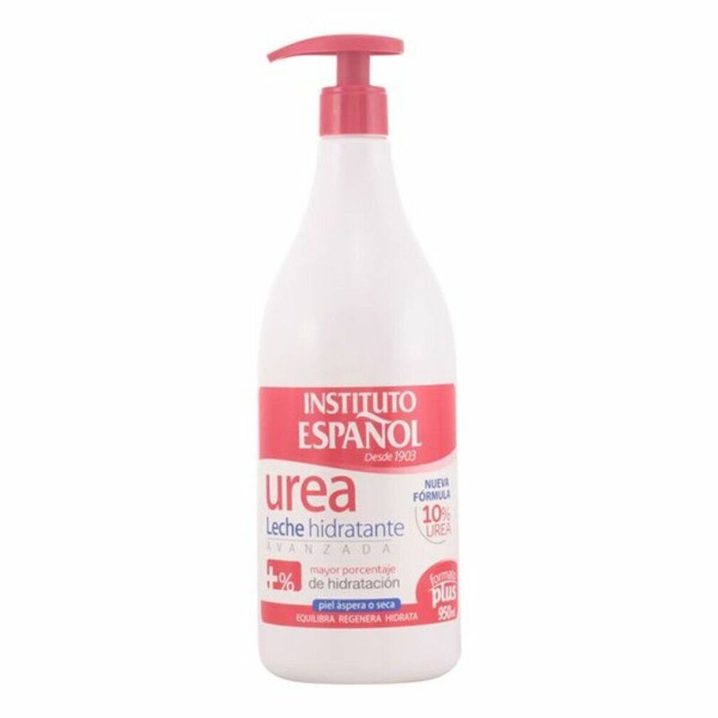 Weiße Pumpflasche mit Instituto Español Urea Körperlotion, 10% Urea.