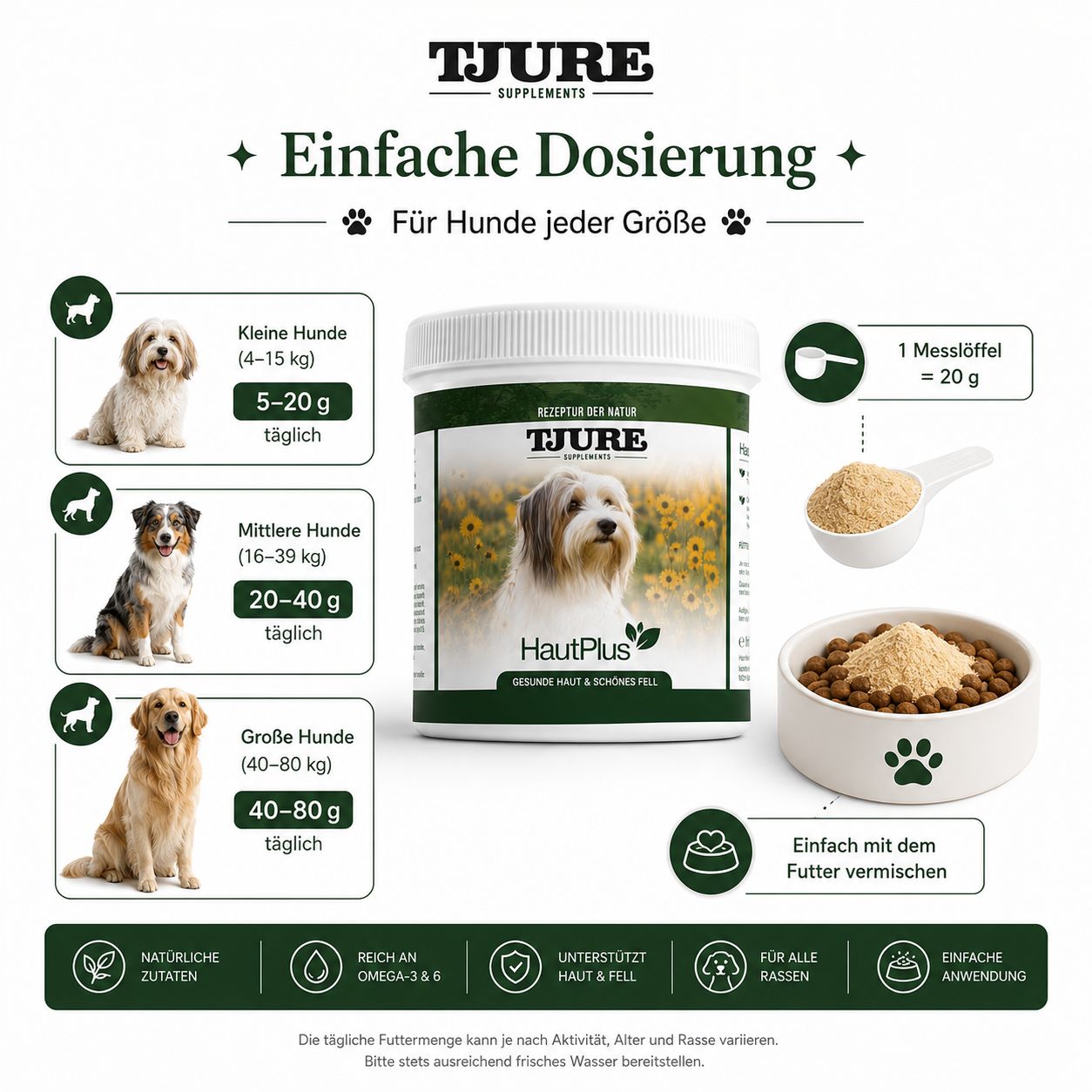 TJURE - Haut Plus 500 g | bei Haut- und Fellproblemen | mit Omega-3/ Omega-6 Fe