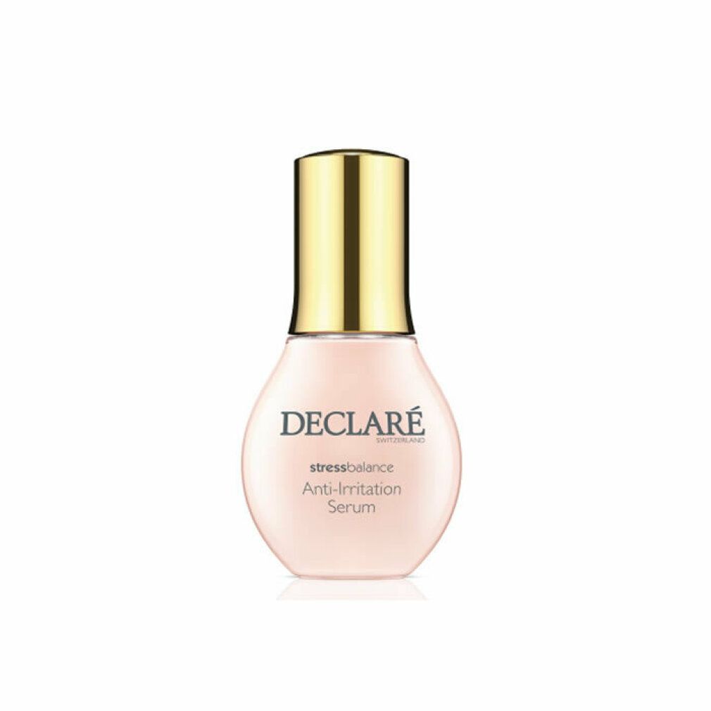 Rosa Serumflasche mit goldenem Deckel. DECLARÉ Stress Balance Anti-Irritation Serum.