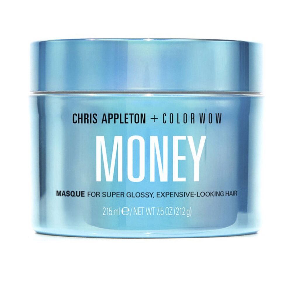 Hellblaue Dose mit "MONEY MASQUE" Aufschrift, 215 ml.