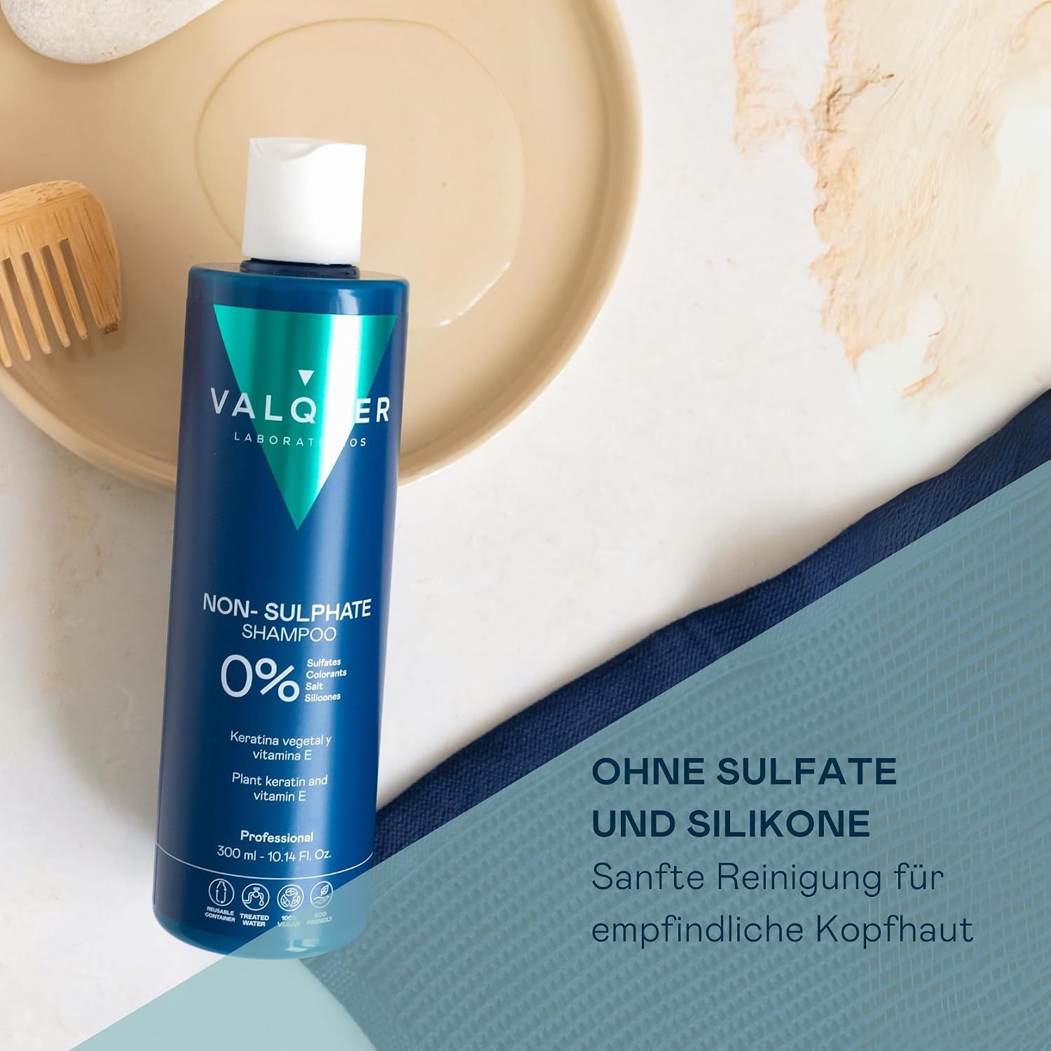 Valquer Non-Sulphate Shampoo Flasche, 300ml. Ohne Sulfate und Silikone.