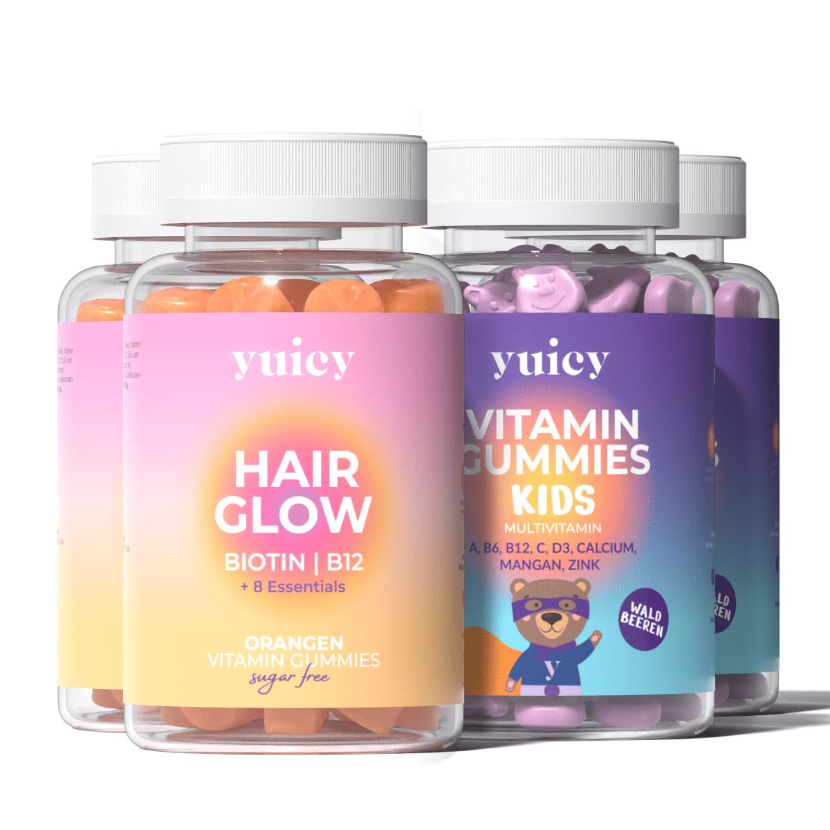 yuicy Hair Glow & Kids Multivitamin | Hochdosierte Vitamin Fruchtgummies | vegan, zuckerreduziert