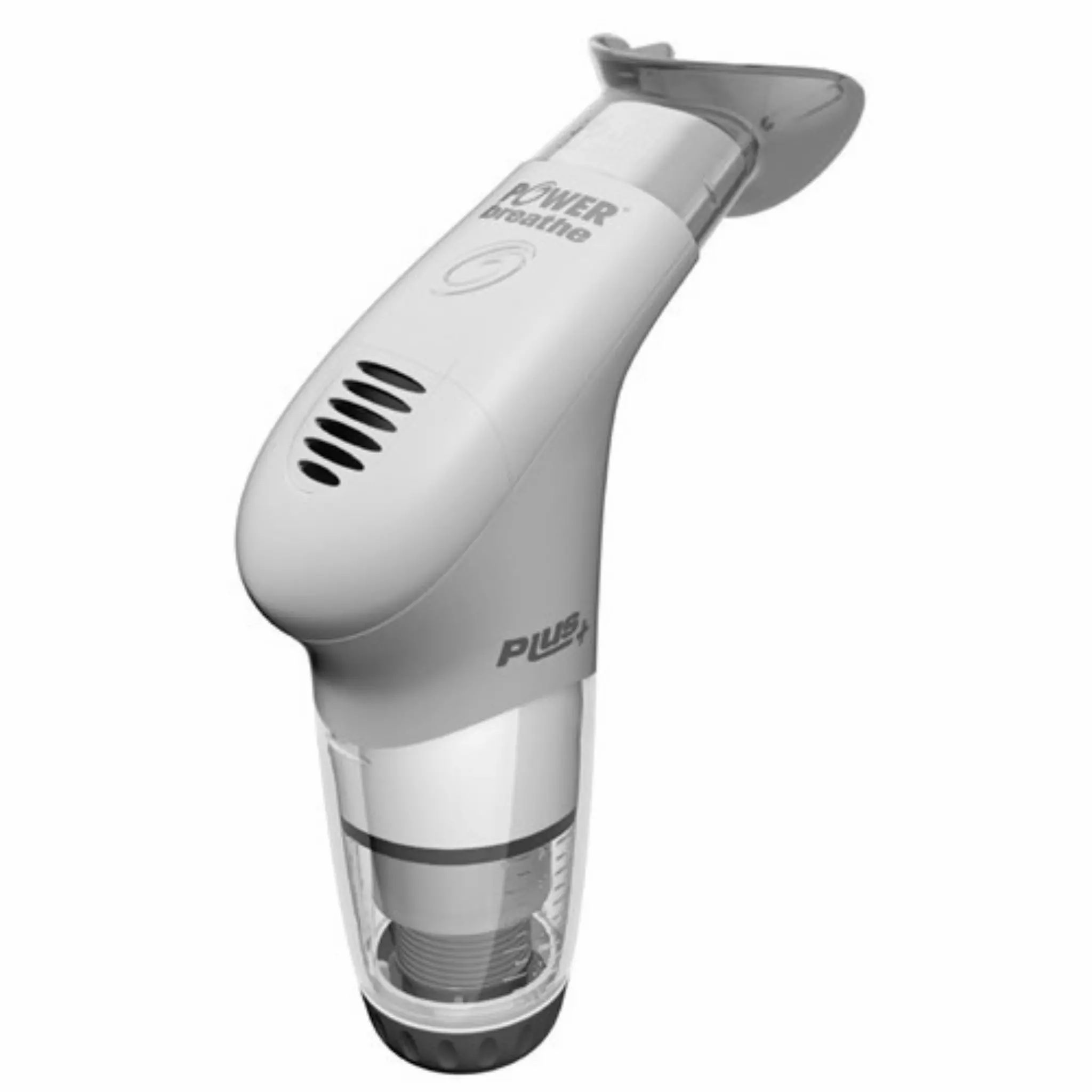 POWERbreathe Medic Plus Atemtherapiegerät mit Mundstück und transparentem Behälter.