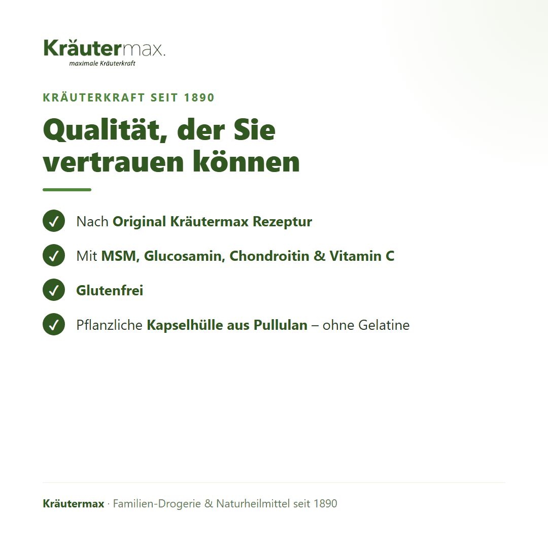 Kräutermax Qualität: Nach Originalrezeptur, mit MSM, Glucosamin, Chondroitin, Vitamin C, glutenfrei.