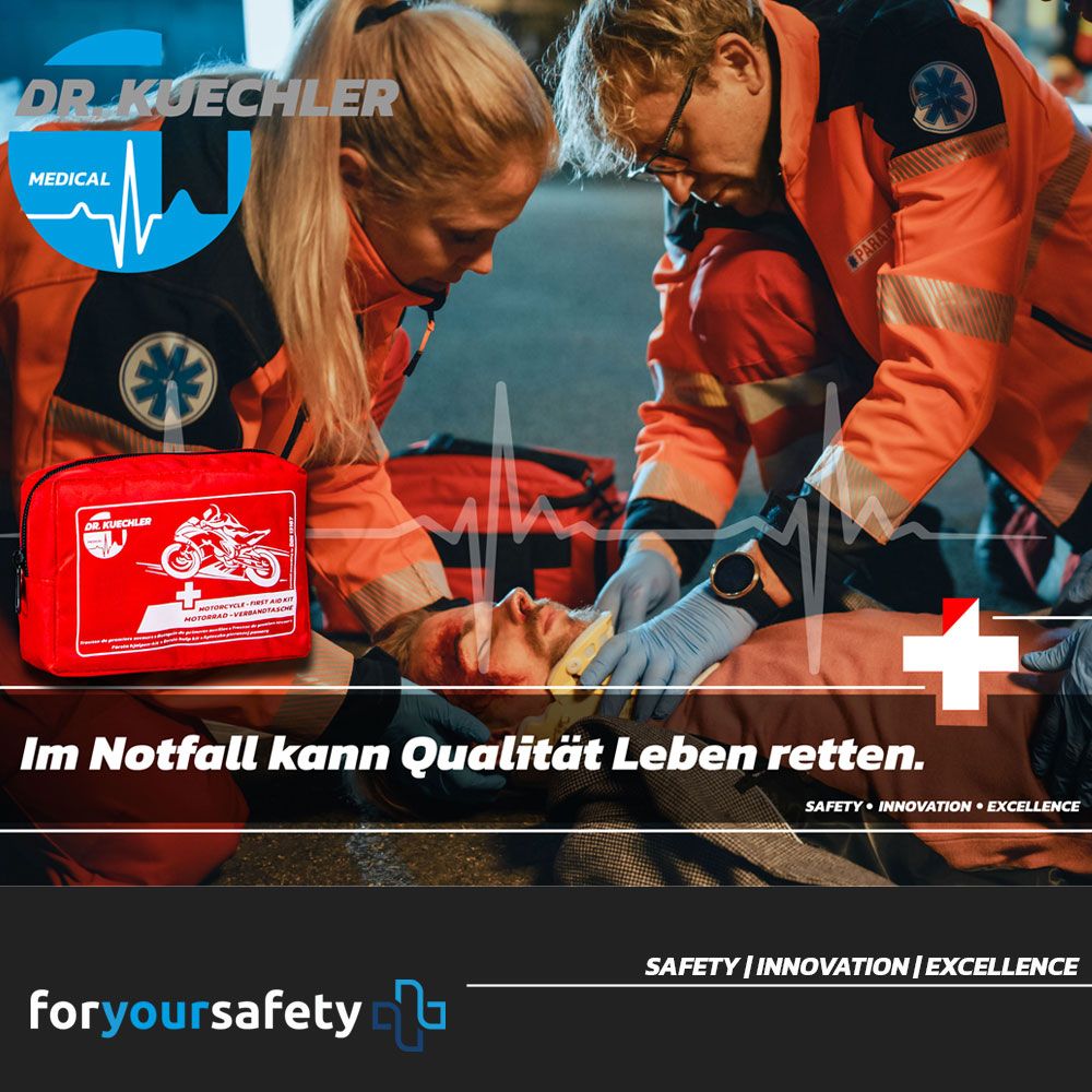 Motorrad Verbandtasche – Verbandskasten Mini – Erste Hilfe Set – Dr. Kuechler Medical® – EU konform