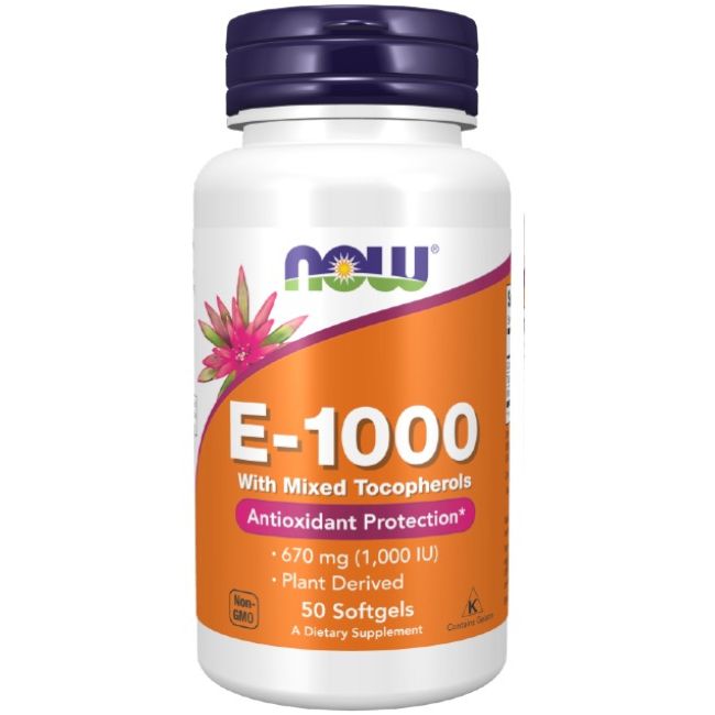 Now Foods Vitamin E-1000 Gemischte Tocopherole 50 Weichkapseln