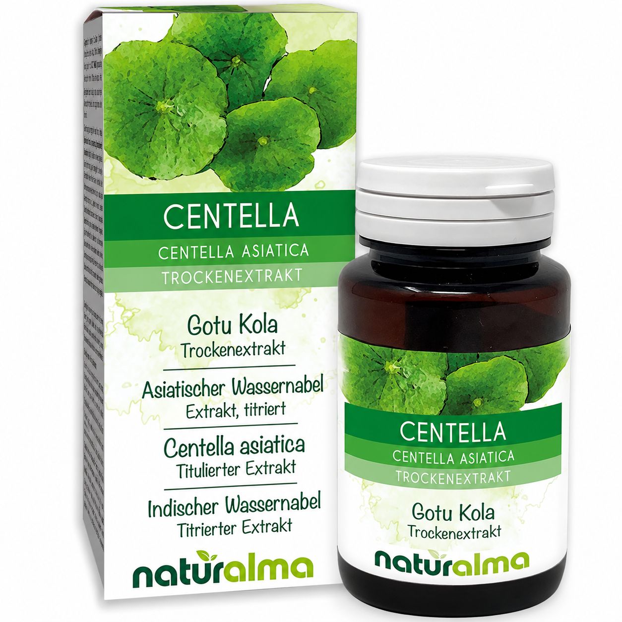 Flasche und Karton mit Chlorophyll, alkoholfreie Flüssigkeit von Naturalma.