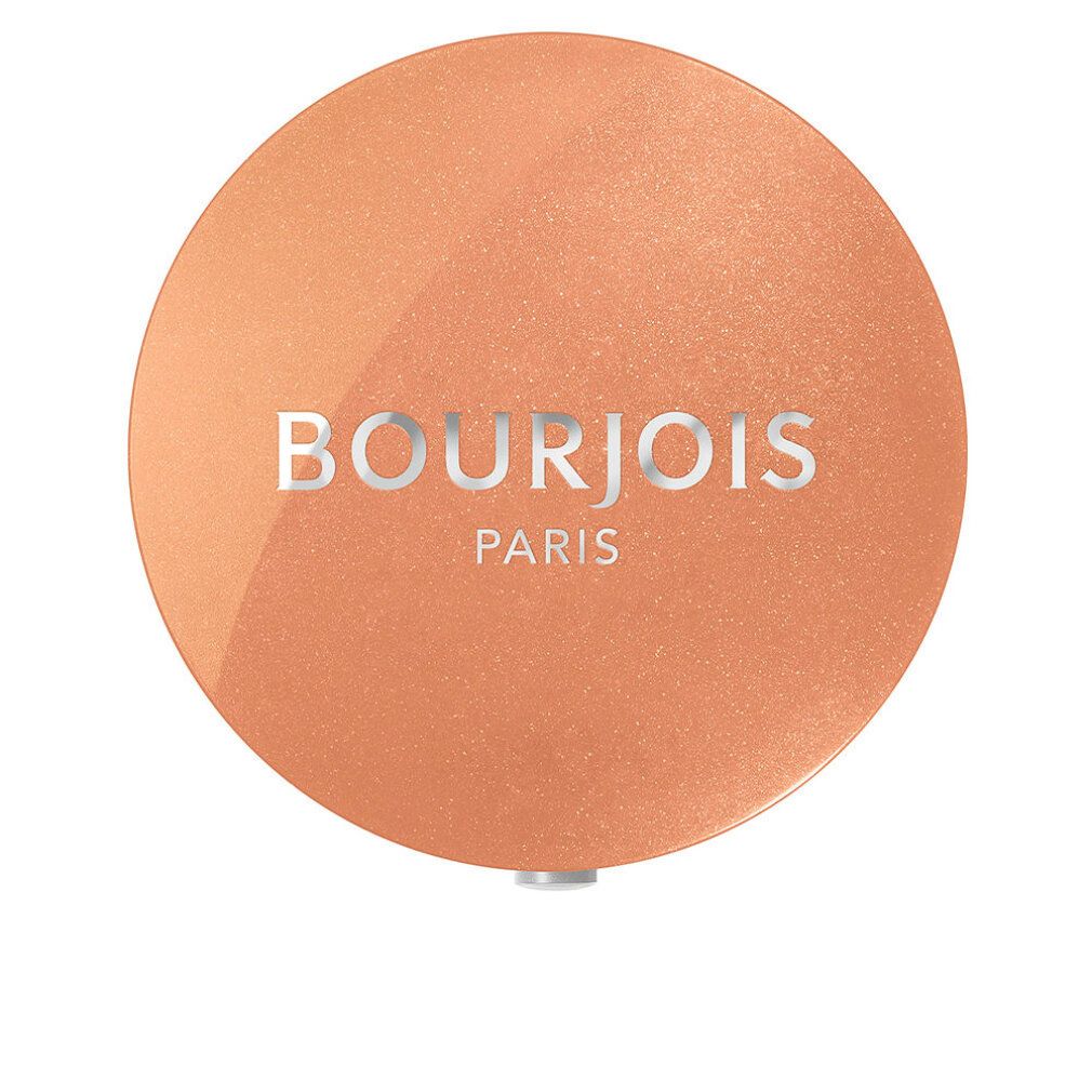 Runder, rosafarbener Lidschattenbehälter. Aufschrift: BOURJOIS PARIS. Deckel geschlossen.