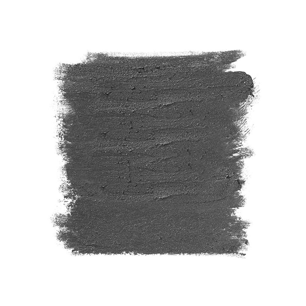 Grauer Lidschatten-Abstrich auf weißem Hintergrund. Textur sichtbar.