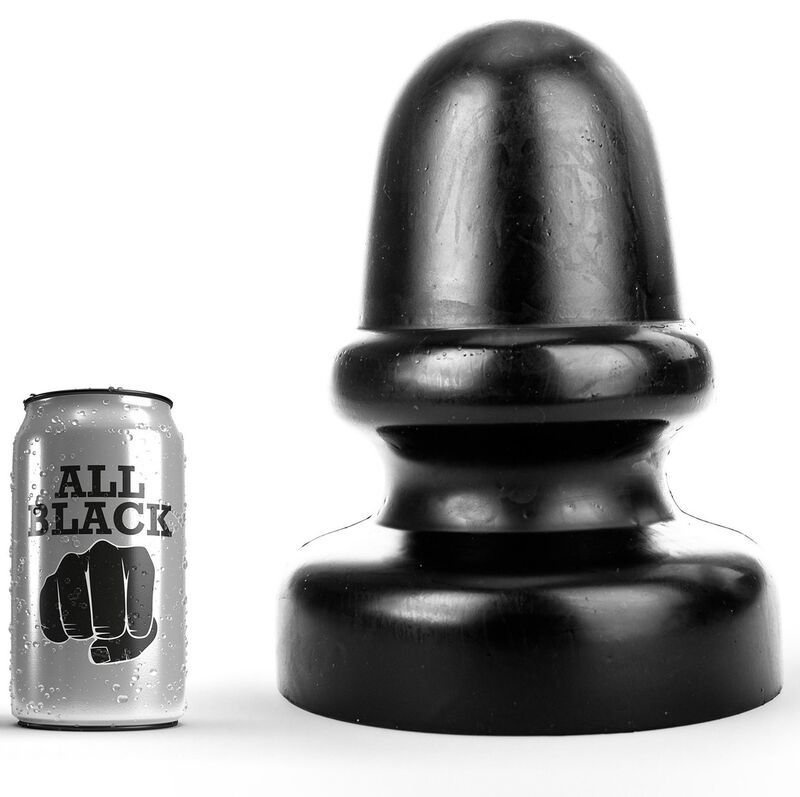Schwarzer Analplug neben einer Dose. Dose mit Aufschrift "ALL BLACK" und Faust-Symbol.