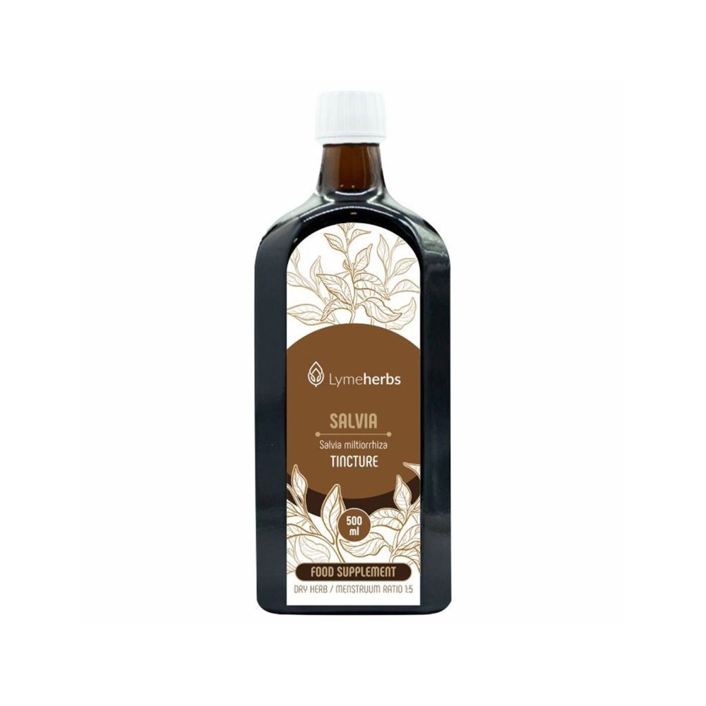 Braune Glasflasche mit Salbei Tinktur Etikett, 500 ml, Lebensmittelzusatz.