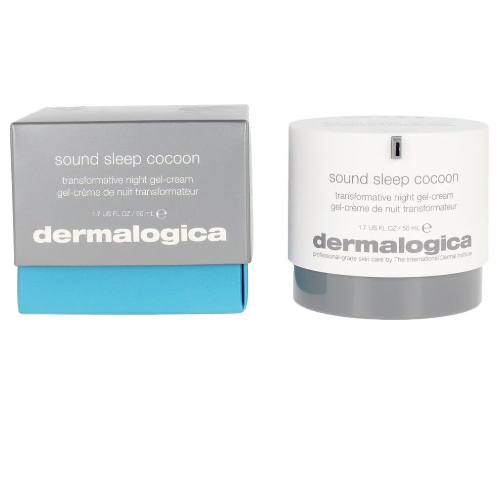 Zwei Behälter: Dose und Schachtel. Aufschrift: sound sleep cocoon, Dermalogica.