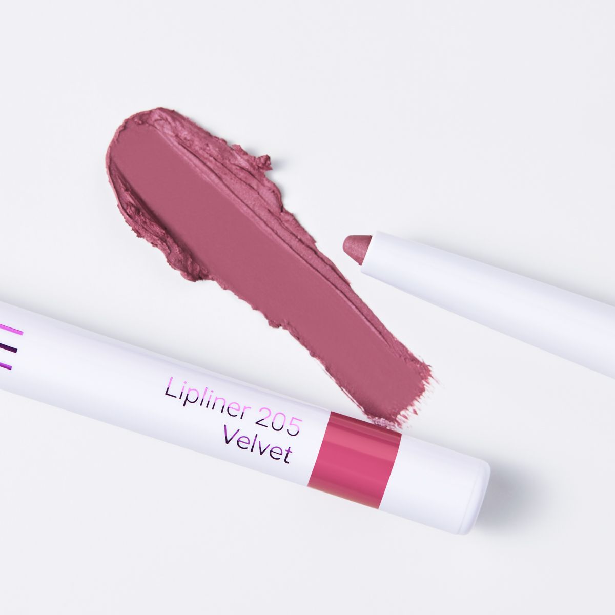 Cosline Lipliner 205 Velvet mit einem Swatch in Rosé und einem weiteren Lipliner.